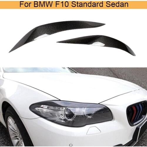 5 Series Carbon Fiber Front Headlight Eyelids Eyebrows Trims for BMW F10 Standard Sedan 4 Door 11-13 528i 535i 550i 2PC
