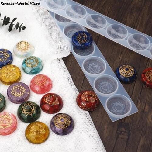 2pcs Silicone 7 Chakras UV Resin Mold DIY Handcraft Pendant Jewelry Accessories