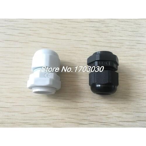 20PCS PG11 White Black Plastic Waterproof Connectors Cable Glands