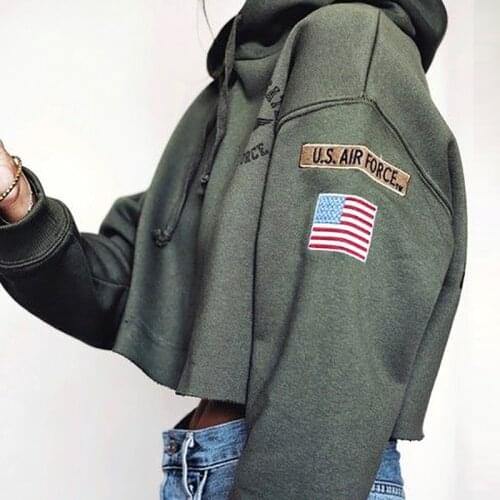 2020 New Green Short Hooded Sweatshirts Womens Hoodies Ins Fashion Cotton Student Dance Loose Cool Top L1188
