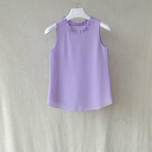 2021 Summer New Women Tank Tops Solid Color Shirt O-Neck Chiffon Blouse Female Sleeveless Blouse Plus Size Shirts 26 colors