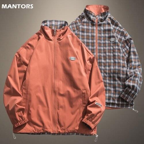 2021 Brand Mens Baseball Jacket Double-sided Jacket Hip Hop Harajuku Casual Coat Male Loose Hooded Jacket Windbreaker Mens Top