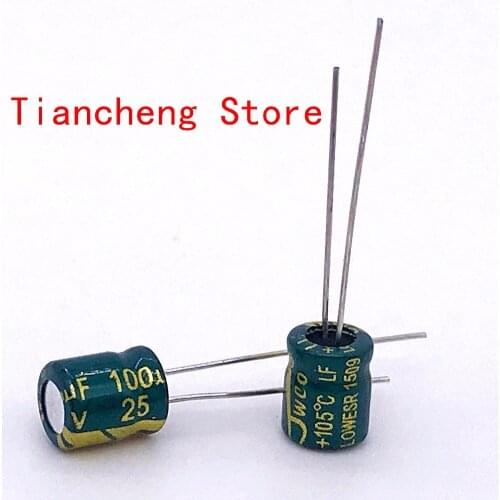 25V100UF 100UF 25V High frequency low resistance long life brand new authentic plug-in electrolytic capacitor volume 6*7
