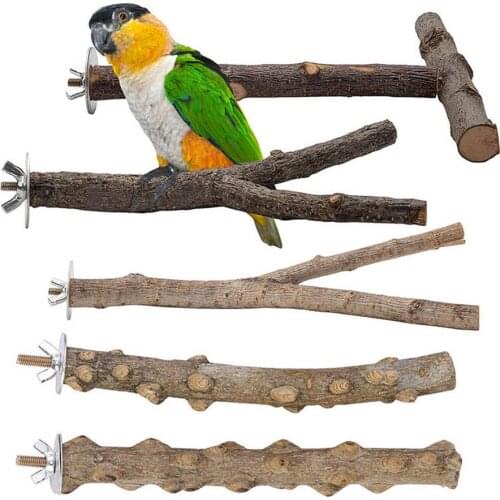 5pcs Pet Parrot Bird Standing Stick Grape Wood Pole Bird Cockatiel Parakeet Perches Bite Claw Grinding Toy Bird Cage Accessories