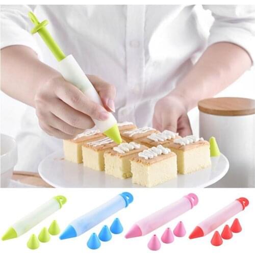 55B 1PC Pastry Icing Pen Cake Tools Piping Bag Nozzle Tips Fondant Cake Cookie Ice Cream Syringe Muffin Dessert Deco Useful