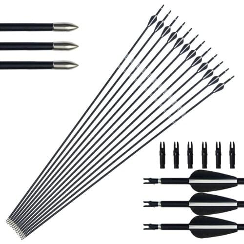 6pcs/12pcs 32 inch Archery Carbon Arrows Spine 700 for Compound Recurve Bow Hunting Shooting Target Accessories