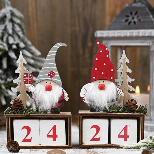 Wooden pine cone calendar old man ornaments decoration wooden calendar countdown ornaments Christmas decorations