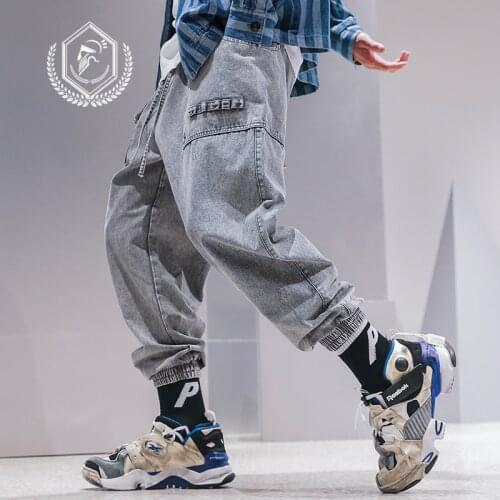 Men Loose Harem Jogger Jeans Fashion Safari Style Ankle-Length Hip Hop Jeans