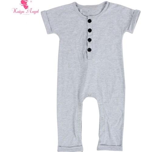 Kaiya Angel Baby Girl Boy Romper Dark Gray Cotton Romper Fashion Toddler Clothing Spring Summer Fall Factory Wholesale 0-24M