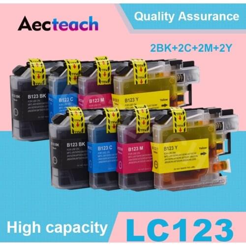 Aecteach LC123 Ink Cartridges For Brother J4510DW J4610DW J4710DW J470DW J870DW J245 J650DW Printer Cartridge LC121 123 Full Ink