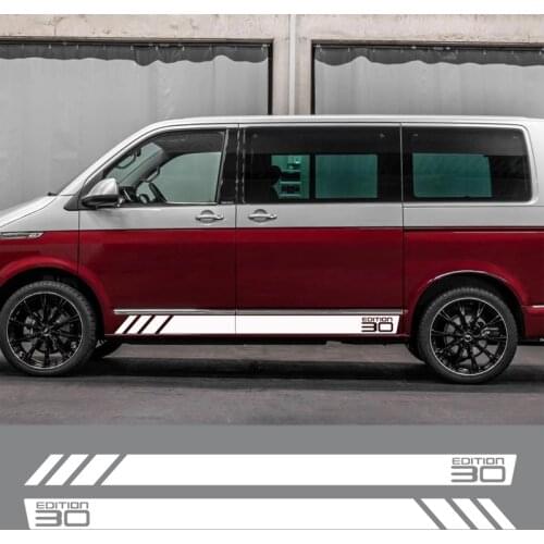 2PCS BUS California T6 30 Edition Car Door Side Skirt Stripe Sticker For Volkswagen VW Multivan Transporter T4 T5 T6 Accessories