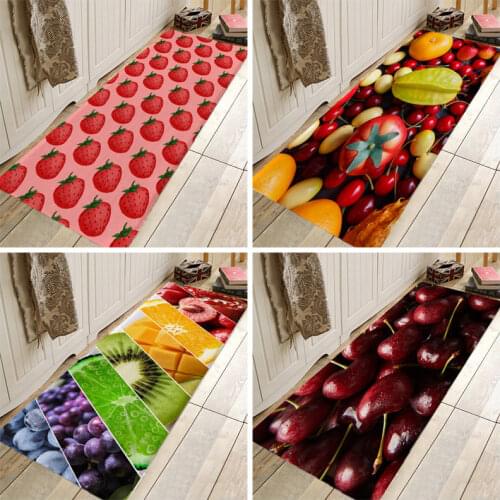 Fruit Cherry Strawberry Printing Pattern Kitchen Entrance Door Mat Anti-slip Floor Rug Bathroom Area Hallway Free Shipping