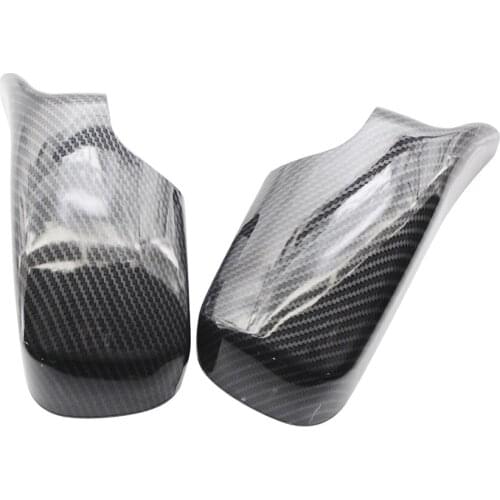 Pair Carbon Fiber Printed Door Rearview Mirror Cover Cap For BMW E46 4 Door 02-05