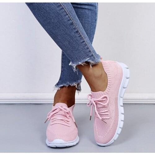 Lightweight Sports Shoes Breathable Flying Woven Casual Lace-up Womens Shoes Running Shoes New Spring 2021