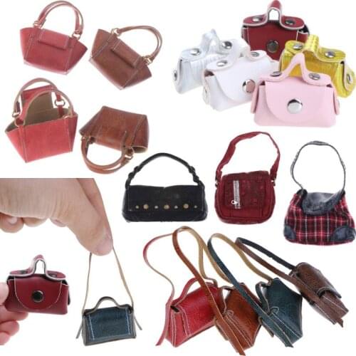 1:6 1:12 Dollhouse Miniature Leather Handbag Purse Ladys Shoulder Bag Fashion Dolls Accessory Dolls Accessories