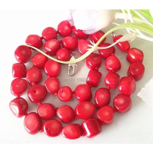 ! Fashion Style 10-15mm Red Sea Coral Necklace 18'' fashion jewelry JT5511