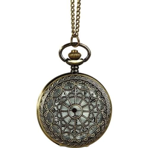 Moment # L05 2018 Fashion Vintage Bronze Tone Spider Web Design Chain Pendant Mens Pocket Watch Gift