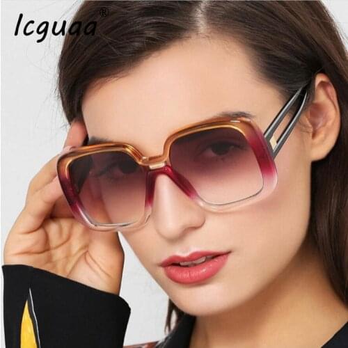 Oversized Square Sunglasses Women 2019 Luxury Brand Fashion Gradient color Flat Top Men Gafas Shade Mirror UV400