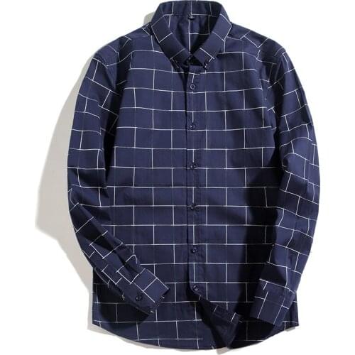 Plus Size M-5XL New Autumn Fashion Brand Men Clothes Slim Fit Men Long Sleeve Shirt Men Plaid Cotton Casual Men Shirt Social