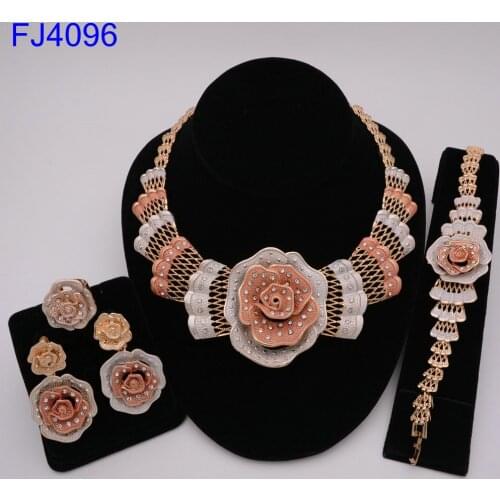 New Fashion African Jewelry Set Dubai Silver Plated Bridal Necklace Earrings Set Crystal Indian Wedding Jewelry