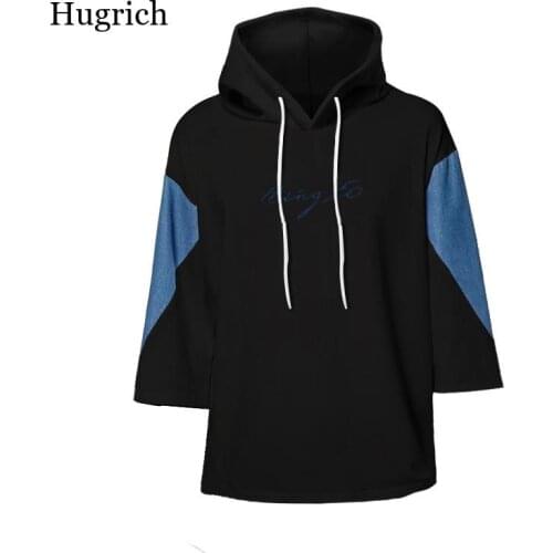 New Mens Seven-Quarte Sleeve Hoodies and Sweatshirts Hooded Casual Loose Cotton Hip Hop Mens Hoodies Size M-3Xl