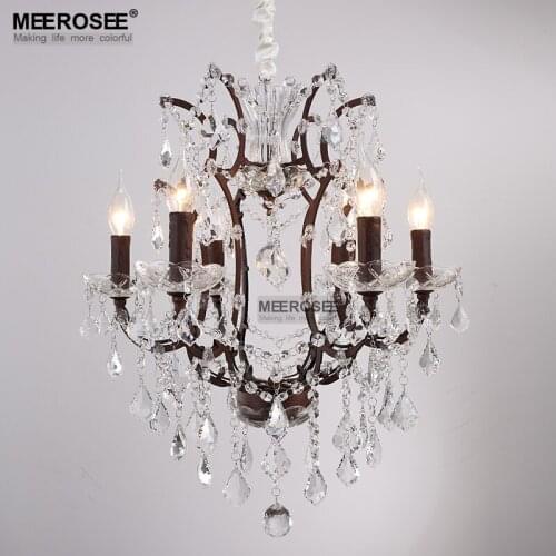 2016 New Arrival Vintage-style Crystal attic Pendant lamp Retro Rust hanging Light Fitting Suspension Drop Lustre for Livingroom