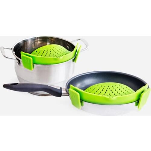Practical and durable filter Heat Resistant Clip on Silicone Strainer Colander Fit Pots and Bowls for Veggies Pasta Noodles