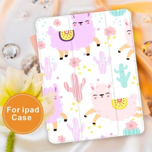 Lovely Alpaca Series For Air 4 Silicone Case for iPad Pro 2020 10.5 10.2 inch 8th Generation 7th 12.9 inch Automatic Wake Up