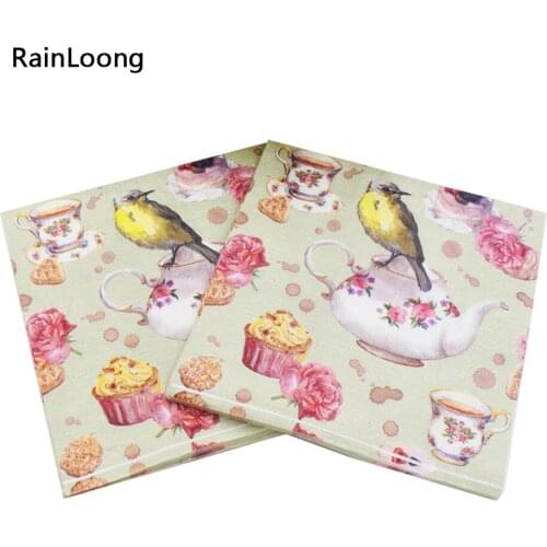 [RainLoong] Bird Paper Napkins Cup Festive & Party Supplies Tissue Napkins Decoration Guardanapo 33cm*33cm 1 pack (20pcs/pack)