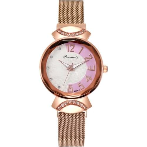 Luxury Fashion Magnetic Women Watches Rose Gold Stainless Steel Mesh Strap Ladies Quartz Wristwatches Minimalist Female Clock