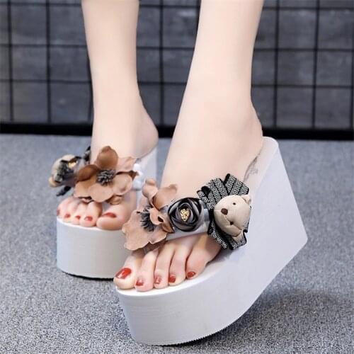 Flip Flop Wedges Bear Cartoon Sandals Women Slip On Slippers Female 11CM Heel Slippers Ladies Comfort Platform Slippers Chinelo