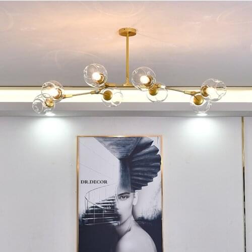 Modern LED Chandelier for Living Dining Room Ceiling Decor Molecular Pendant Lamp Glass Ball Light Black indoor Bedroom lighting
