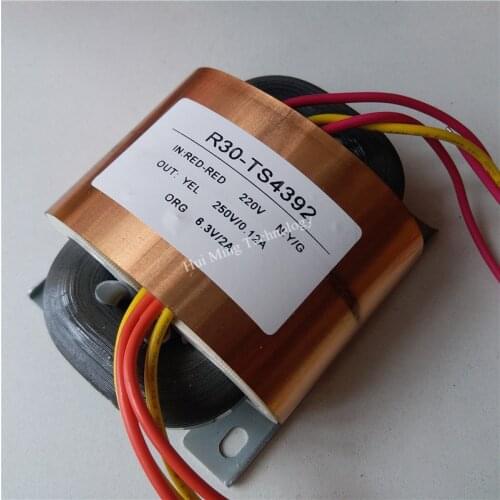 250V 0.12A 6.3V 2A R Core Transformer R30 custom transformer 220V 45VA with copper shield Pre-decoder Power amplifier
