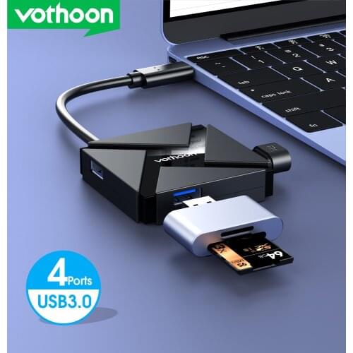 Vothoon USB Hub 4 Port USB 3.0 Hub High Speed USB Splitter For Hard Drives USB Flash Drive Mouse Keyboard Extend Adapter