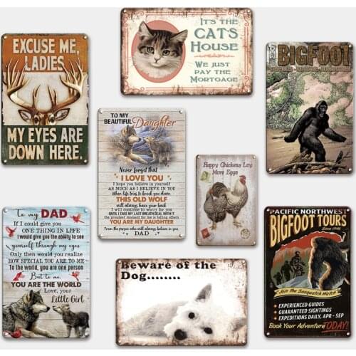 Vintage Farm Animal Poster Tin Sign Gift Antique Bigfoot Metal Plate Lion Signs For Man Cave Room Wall Decoration Plaques