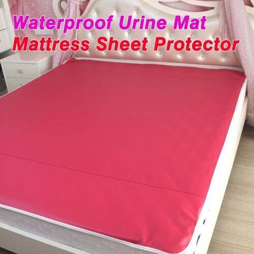 PU Leather Waterproof Mattress Sheet Protector Pad Cover Bed Washable Adults Children Kids Faux Leather Waterproof Urine Mat