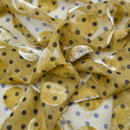 Wave Point On Yellow Burnt-Out Velvet Fabric For Dress Telas Por Metro Tissus Au MÈTre Ткань Для Шитья Одежды Sewing Tecido Diy