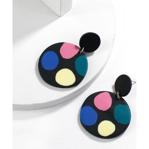 AENSOA New Kroean Multicolor Round Polymer Clay Earrings For Women 2020 Unique Statement Drop Earrings Fashion Jewelry Gift Hot