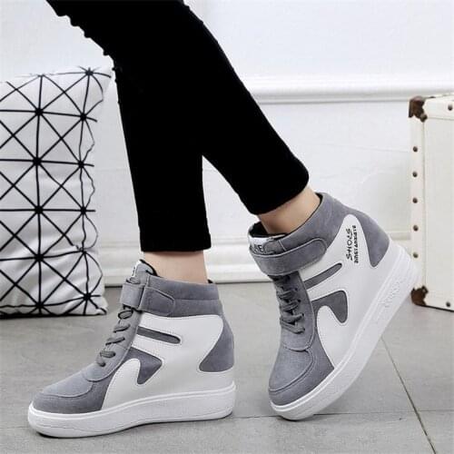 Platform Wedge Heels Boot Hidden Heel Faux Suede Boots Autumn Winter Hook&Loop Sneakers Women Platform Boots Femme Hiver 2020