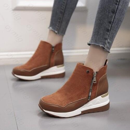 Plus Size Warm Plush Winter Botas Chunky Sneakers Ankle Boots Women Shoes Ladys Zipper Buckle Thick Sole Platform Zapatos Mujer