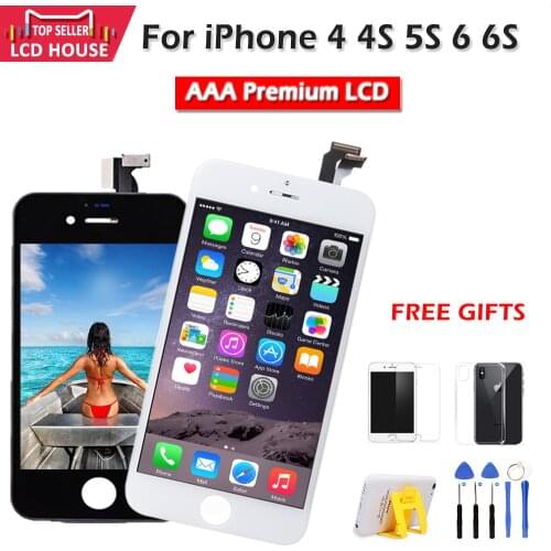 No.1 LCD Display For iPhone 4 4S 5S 6 6S LCD Screen Touch Digitizer Assembly Front Glass Replacement Black White Screen Repair