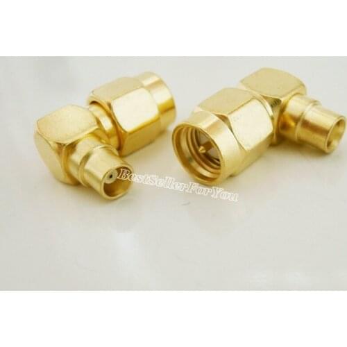 1Pcs SMA male plug to MCX female right angle 90 Degree coaxial adapter connector Gloden