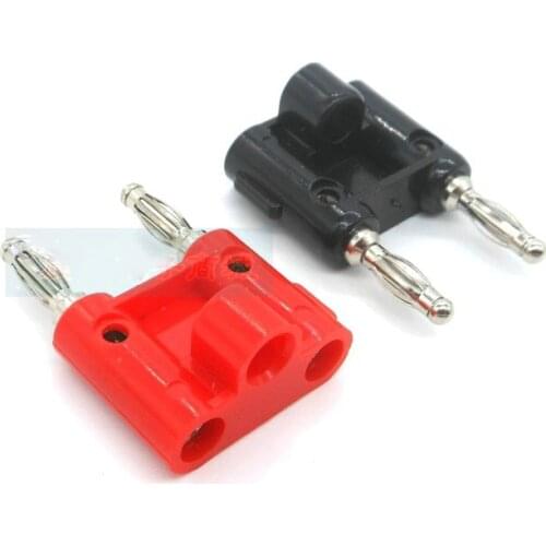 2 Pcs/ Lot Double Row 4mm Banana Plug Connector 4mm Speaker Plug Adapter Two-position Audio Plug Lantern Cross Plug Connector