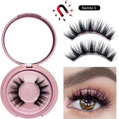 3D Magnetic False Eyelashes Set With 5 Magnets Handmade Natural Eyelashes Extension Repeated Use Glue-Free Lashes Makeup Lashes