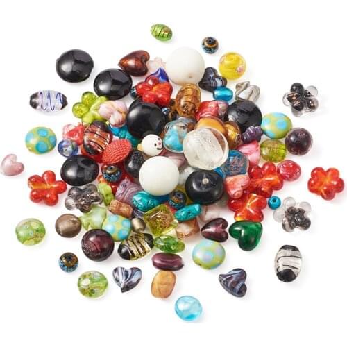 500g/box Mixed Handmade Lampwork Glass Beads for Jewelry for DIY Bracelet Necklace Making Supplies 11~29x11~25x11~15mm F50
