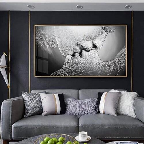 5D Diy Diamond Painting Kiss Diamond Embroidery Cartoon Cross Stitch Needlework Full Square Black White Mosaic Poster Wall Art