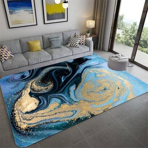 Abstract Blue Marble Carpet 3D Living Room Nordic Style Rug Beside Table Rectangle Chair Mat Water absorption Bath Floor rugs