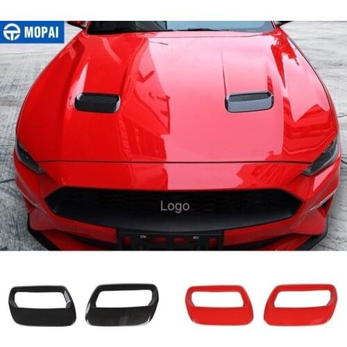 MOPAI Car Stickers for Ford Mustang 2018+ Carbon fiber Hood Engine Cover Air Outlet Decoration for Ford Mustang Car Accessories