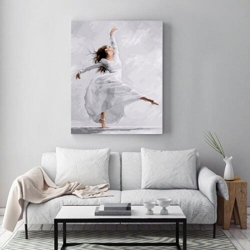 Ballet dancer ballet one foot balance rotation dance posture decorative painting abstract own painting DIY home decor painting