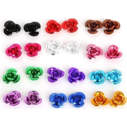 New Beads 12mm 100pcs Rose Flower Aluminum Jewelry findings Spacer Beads For DIY Fashion Bracelet necklace making wholesale